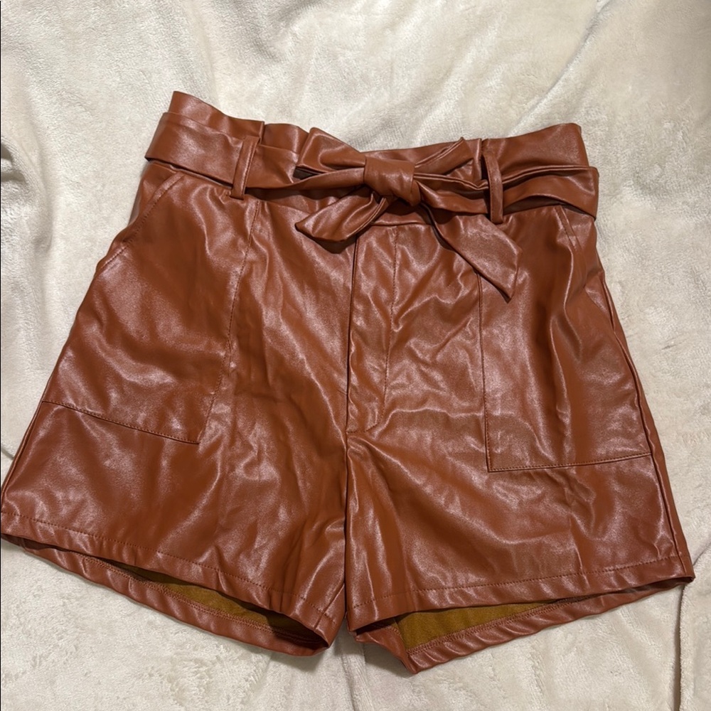SHEIN High Waist Brown Shorts with Chic Bow